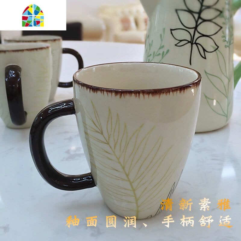 家用凉水壶陶瓷水具北欧风格冷水壶茶水壶水杯耐热高温大容量茶壶 FENGHOU 1壶4杯(款式三)图片