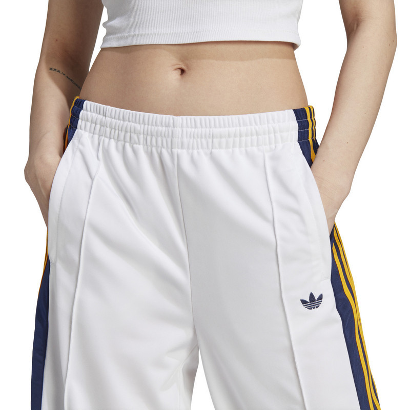 adidas originals三叶草三条纹拼色侧开纽扣针织运动裤 女款 白色 IL2413