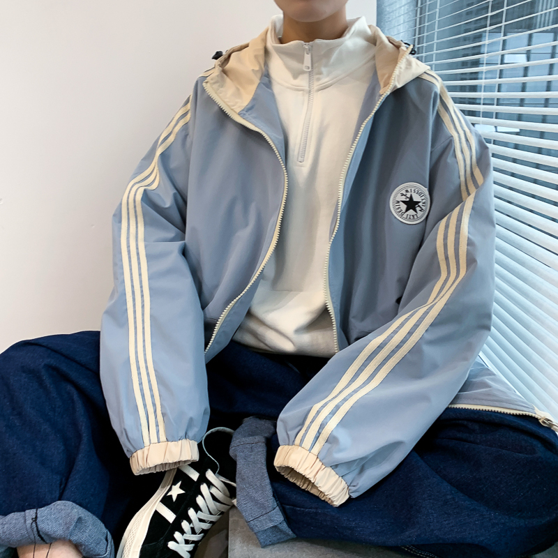 玥鸾yueluan2021春季新款连帽工装夹克棉外套男潮帅气潮流韩版潮牌