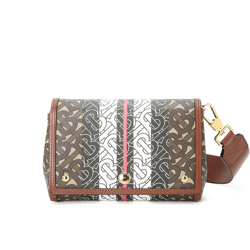 预订 BURBERRY 博柏利 NOTE小号TB标识TB LOGO织物口盖包 单肩包 斜挎包 8033386金扣