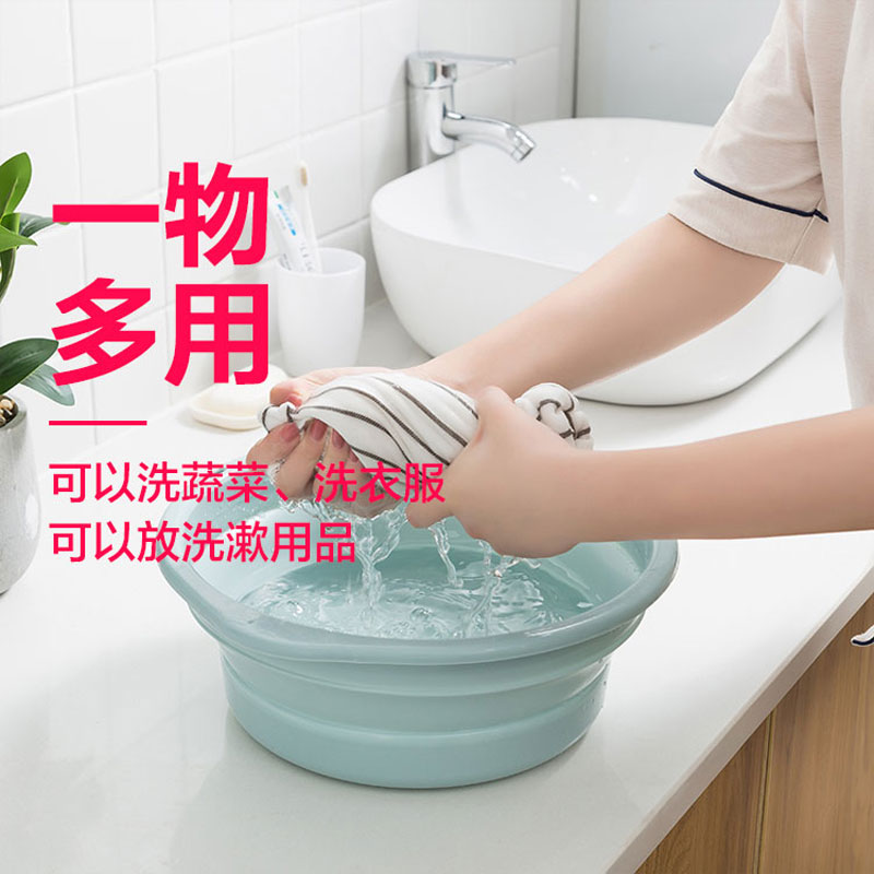 可折叠塑料脸盆便携式家用婴儿大号伸缩旅行洗脚盆折叠盆子特大高清大图