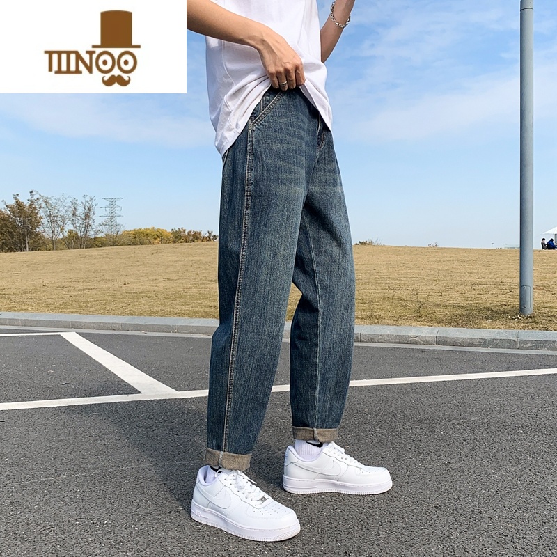 YANXU牛仔裤男宽松直筒裤潮流韩版休闲裤男士修身潮牌冬季长裤子高清大图