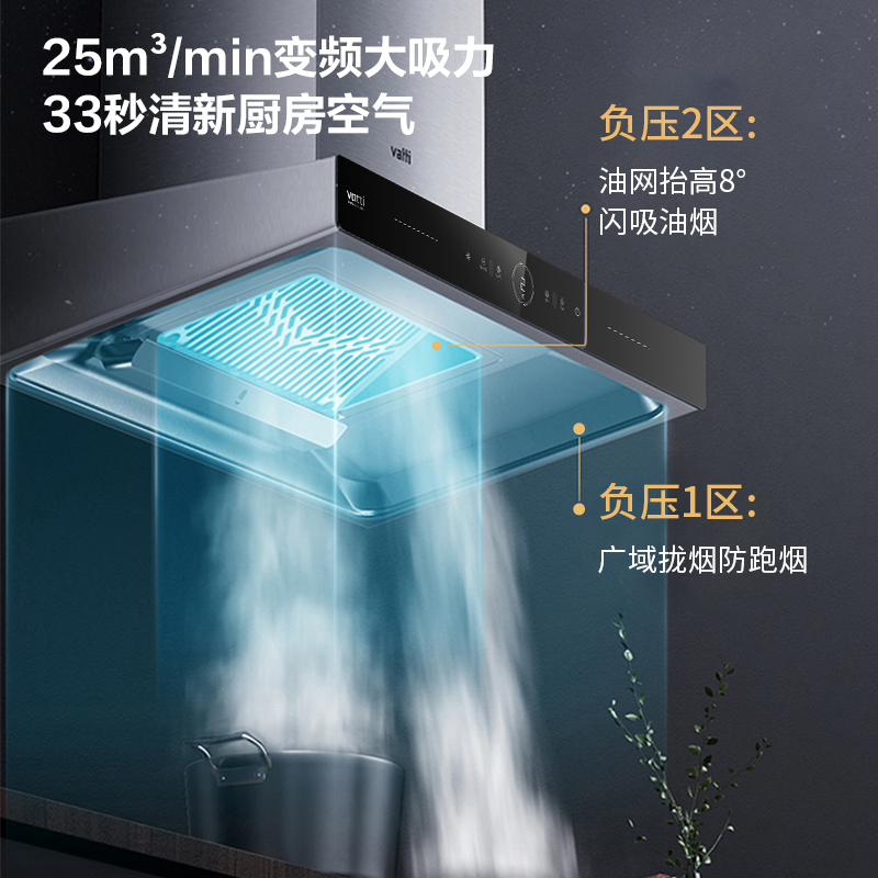 華帝(vatti)XS510智感恒吸油烟机25m3/min 大吸力 1000Pa大静压 深腔拢吸 挥手控制 高频 自动