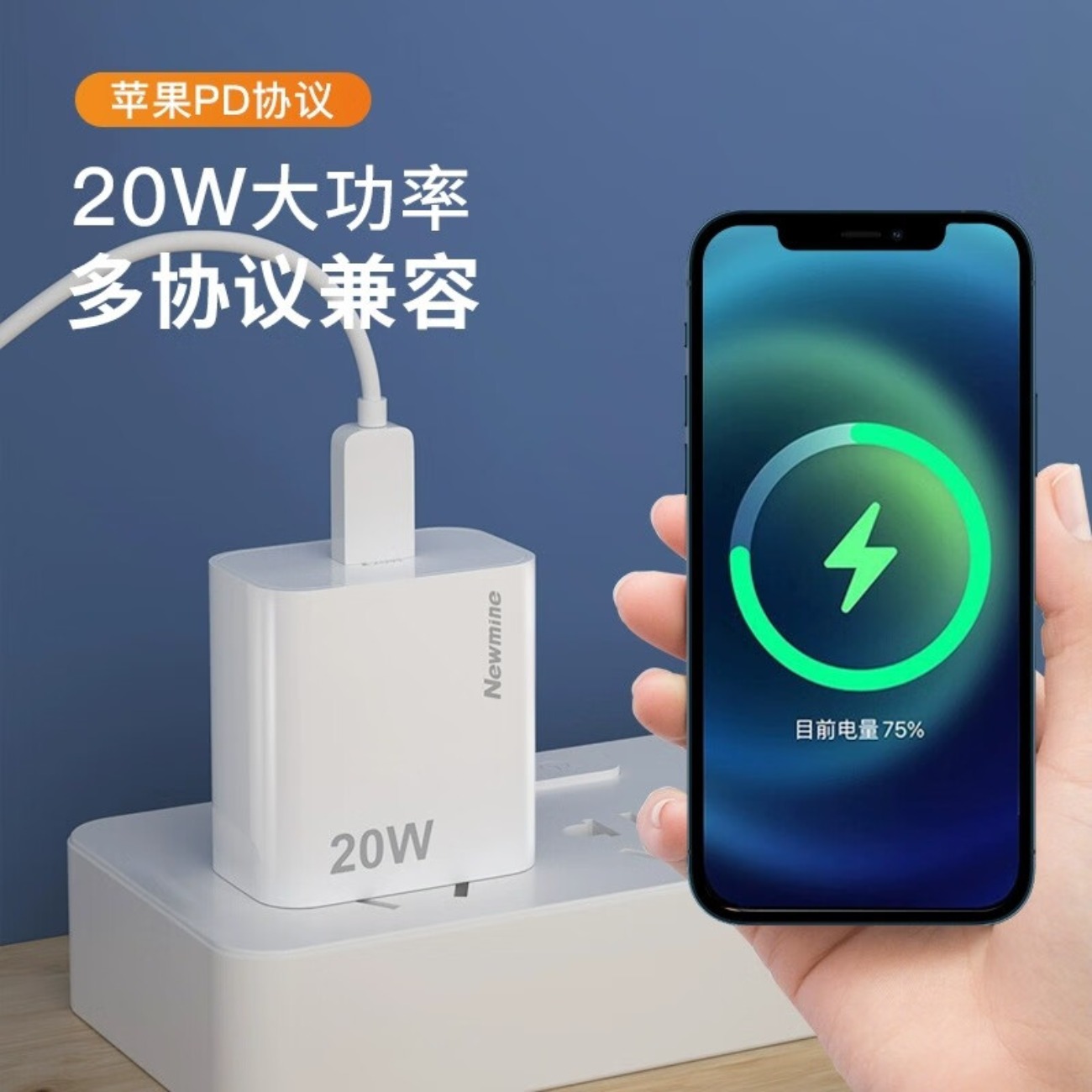纽曼 PD20W单口快充头 CH618 白色高清大图