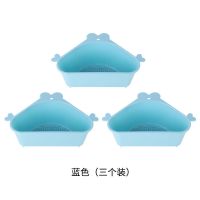 三角洗菜盆沥水篮厨房水槽过滤网剩菜剩饭水池洗碗池神器挂篮转角|三个装(蓝色) 升级款送[吸盘+挂钩]