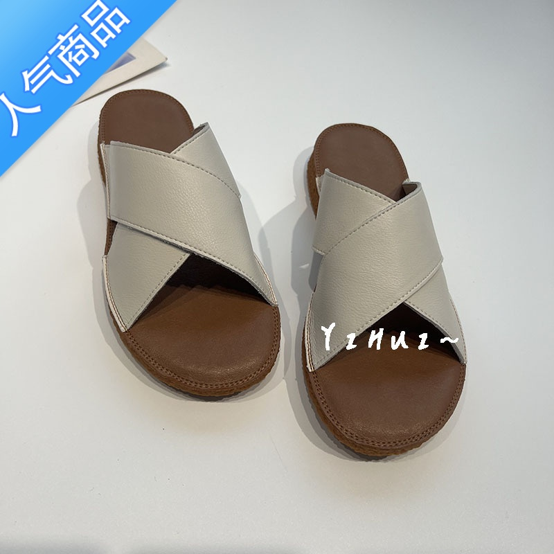SUNTEK零差评~ 不磨脚软底真乳胶牛津鞋底交叉拖鞋凉鞋女一字拖春夏