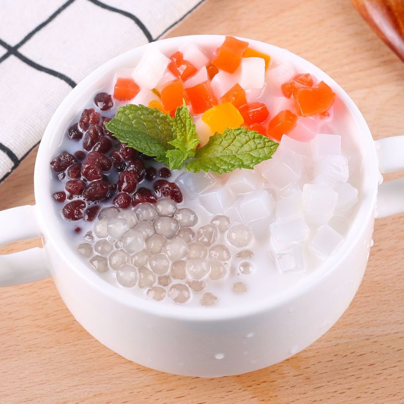 三色椰果粒水晶果24kg刨冰冰粉专用蒟蒻果冻水果捞材料奶茶配料原味