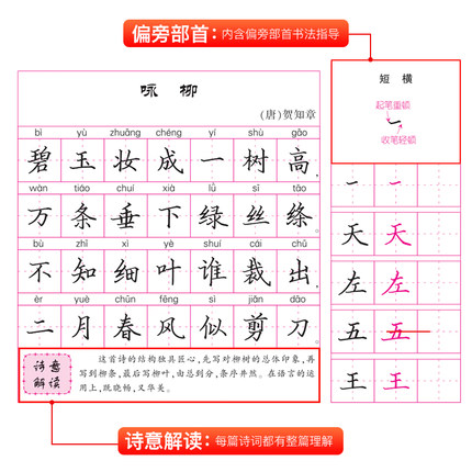 小学生必背古诗词75首 楷书 [正版]小学生必背古诗词75首楷书李放鸣书小学三四 五六 年级上册下册刚笔正楷书临慕字帖练高清大图