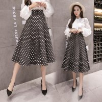波点半身裙秋冬女2018新款韩版大摆伞裙a字裙中长款高腰蓬蓬裙