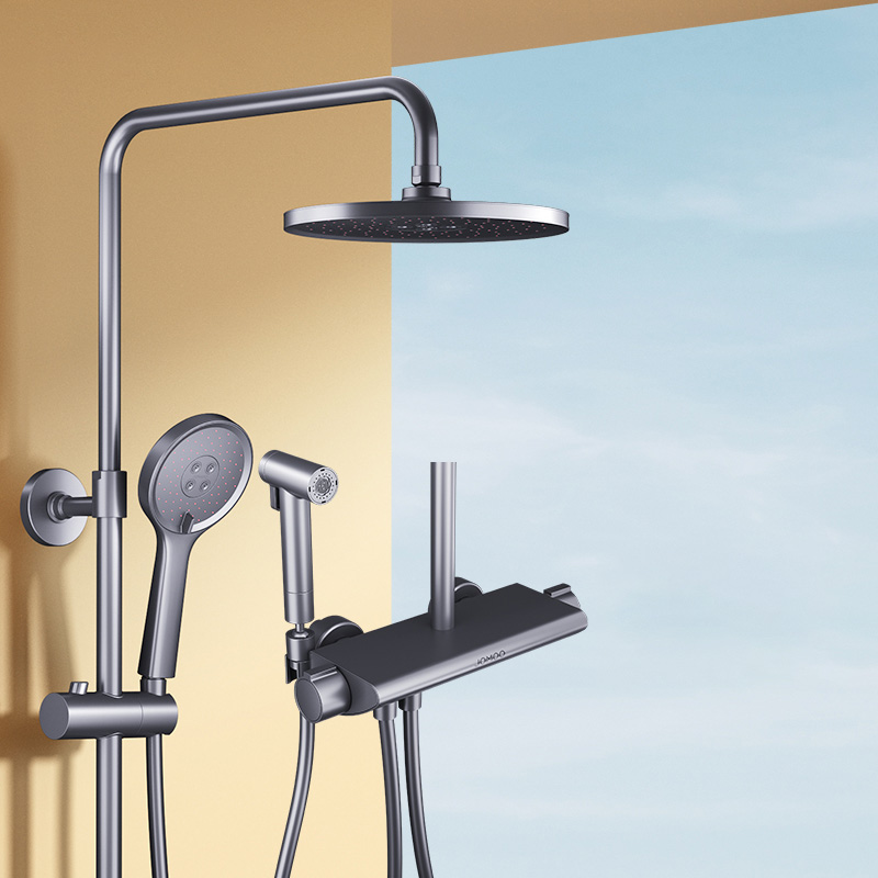 手持莲蓬喷头精铜主体带喷枪水氧增压顶喷恒温淋浴器[适配电热水器]