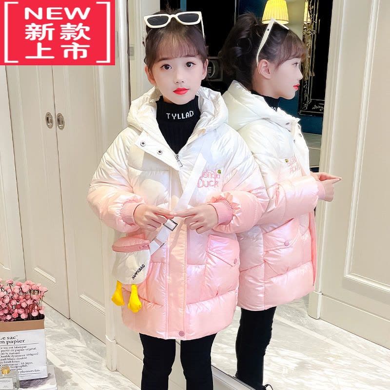 可莉允女童棉衣新款冬季洋气小女孩中长款棉袄中大童韩版儿童羽绒棉服潮图片