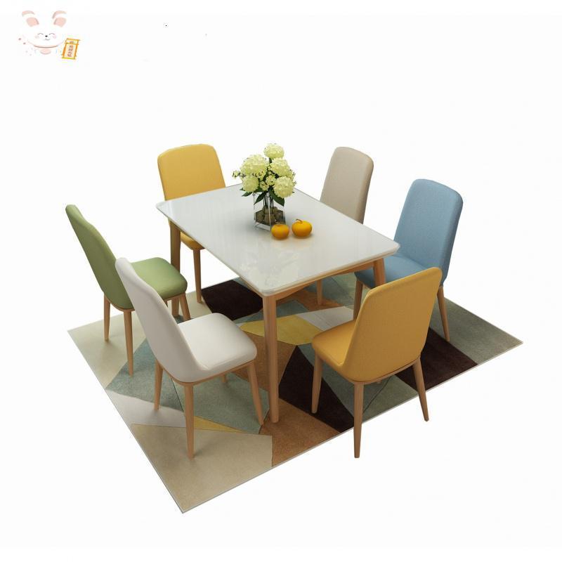 森美人北欧大理石餐桌椅组合简约现代家用小户型实木餐桌长方形6人饭桌 一桌四椅（实木烤漆面）
