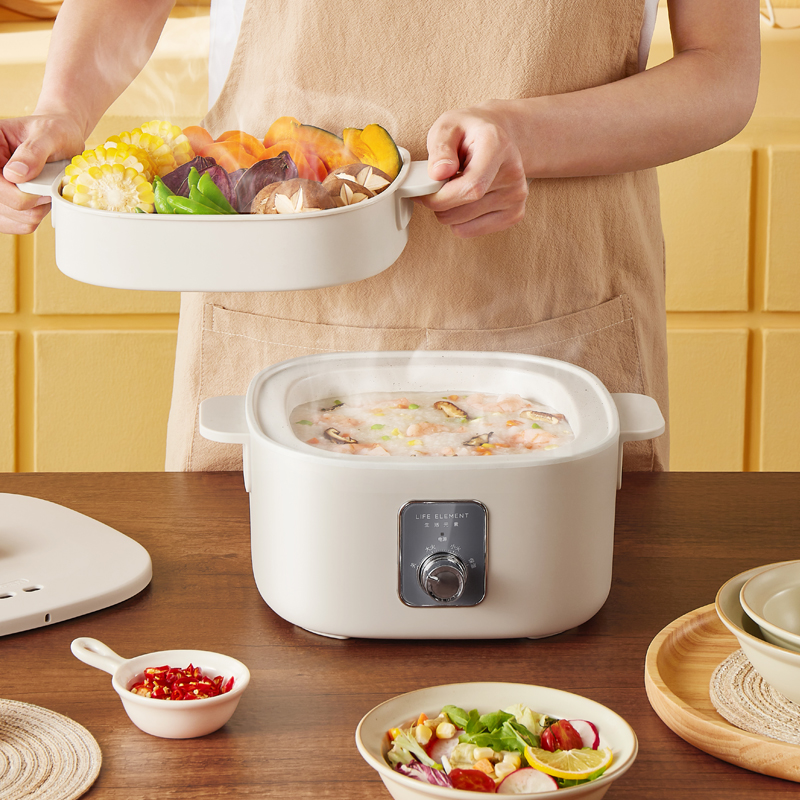 生活元素电火锅2L隔热防烫清洗便捷机械版J12-J9(颜色随机)高清大图