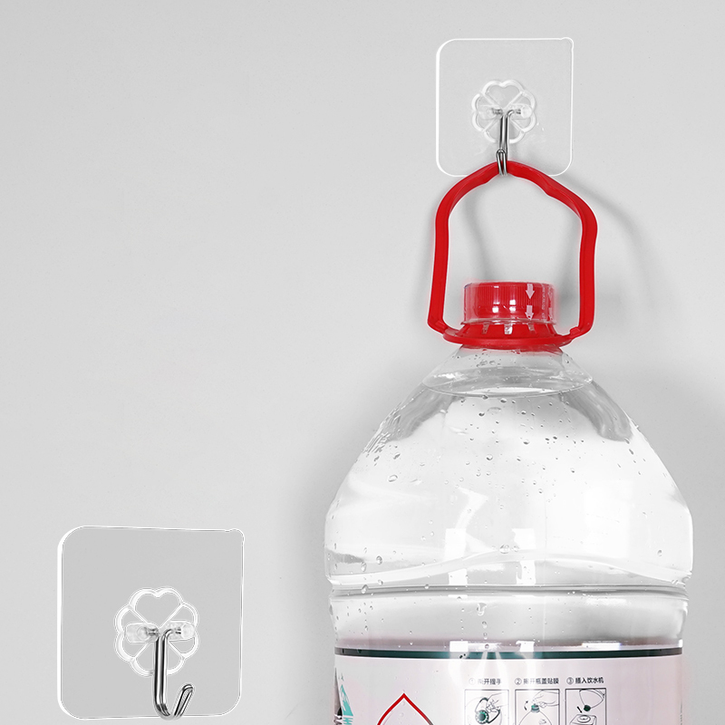 美之扣透明粘钩 厨房挂勾无痕粘贴门后免打孔粘钩挂钩强力粘胶墙壁承重吸盘10个装zg1