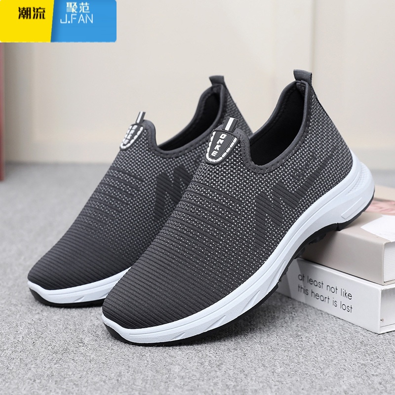 聚范2024新款老北京布鞋男鞋运动休闲鞋透气爸爸鞋一脚蹬老人鞋高清大图