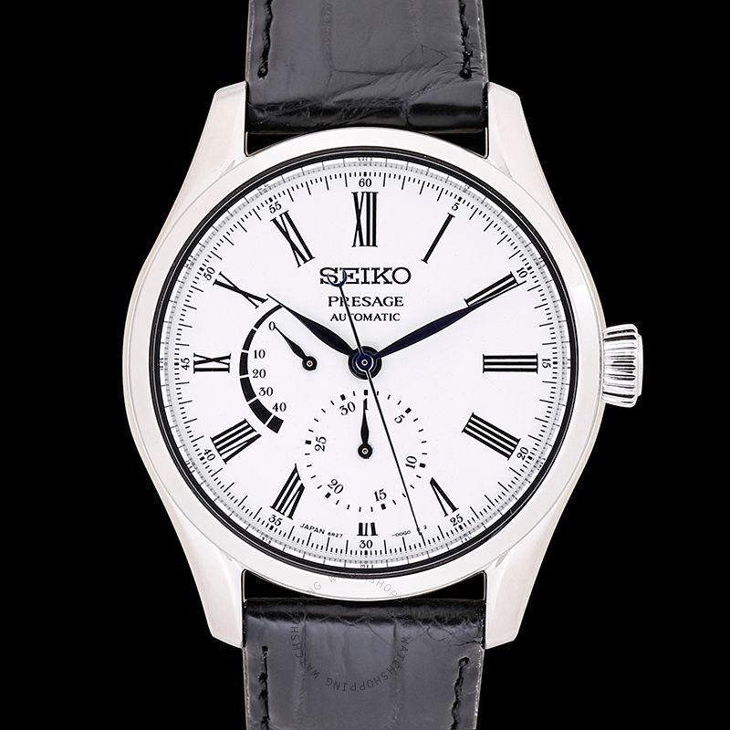 官方正品seiko精工presage系列男士商务休闲时尚白色表盘自动机械腕表