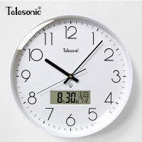 天王星(Telesonic) 电波钟挂钟客厅家用时尚大气挂表时尚北欧艺术轻奢时钟表创意挂表壁钟 12英寸日历款白色【直径30.5厘米】自动对时+分秒不差