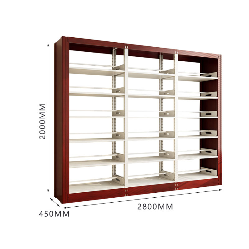 臻远ZY4072638 钢制书架红色资料架 双面6层一列三组 2800*450*2000mm高清大图