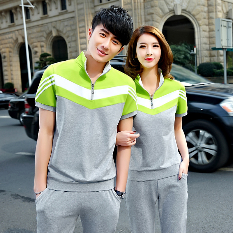 运动套装男夏季休闲短袖长裤情侣运动服套装男女夏天跑步运动装男