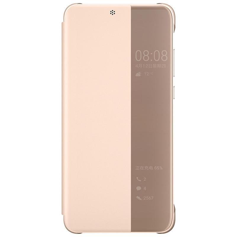 华为(HUAWEI)P20 Pro手机壳原装翻盖智能休眠开窗保护套 华为P20 Pro超薄商务防摔全包手机套皮套 粉色