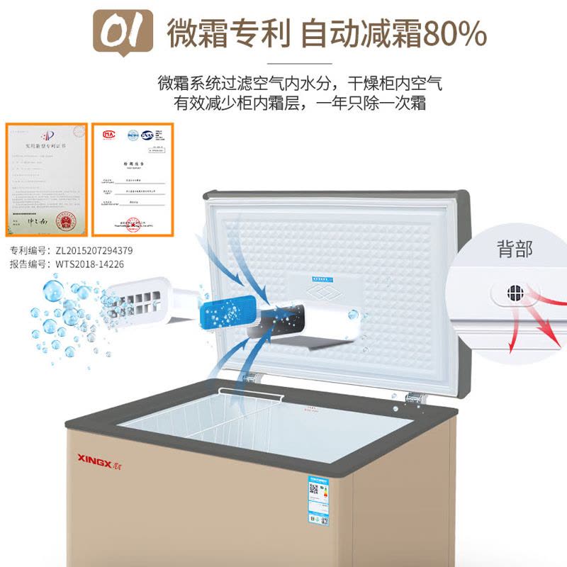 星星(XINGX) 101L 家用冷柜 卧式冷柜 商厨商用保鲜设备 安全圆角 微霜系统 节能省电 BD/BC-101R图片