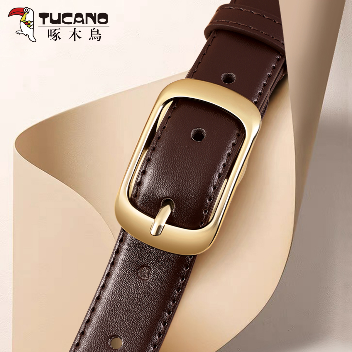 啄木鸟皮带女士2025新款时尚高级感百搭针扣韩版配牛仔裤腰带配皮高清大图