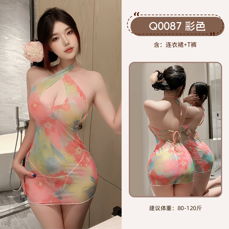 九里晴川情趣内衣缤纷吊带裙彩色甜美免脱诱惑睡衣纯欲包臀裙 九里晴川Q0087【缤纷吊带裙-彩色】 均码