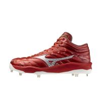 美津浓(Mizuno)男棒球鞋轻量透气防滑耐磨厚底中帮运动户外训练鞋 Red_×_Silver 42