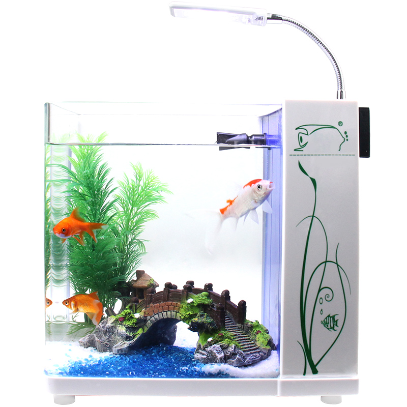 鱼缸水族箱 生态创意鱼缸小型迷你玻璃桌面热带鱼金鱼缸造景套餐高清大图