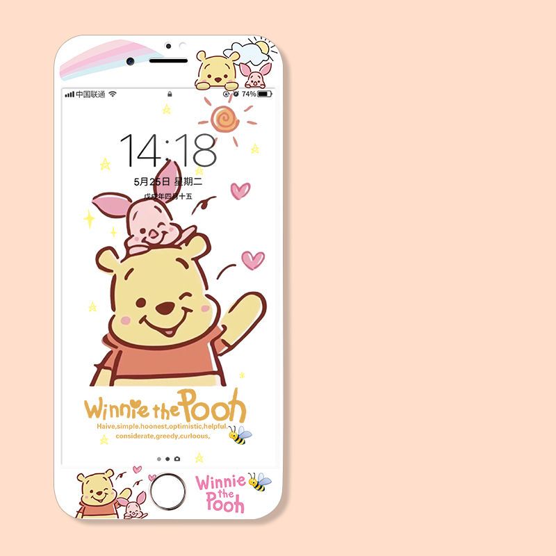 6钢化膜卡通彩膜iphone6s可爱手机膜7p全屏软边贴膜6plus3d膜
