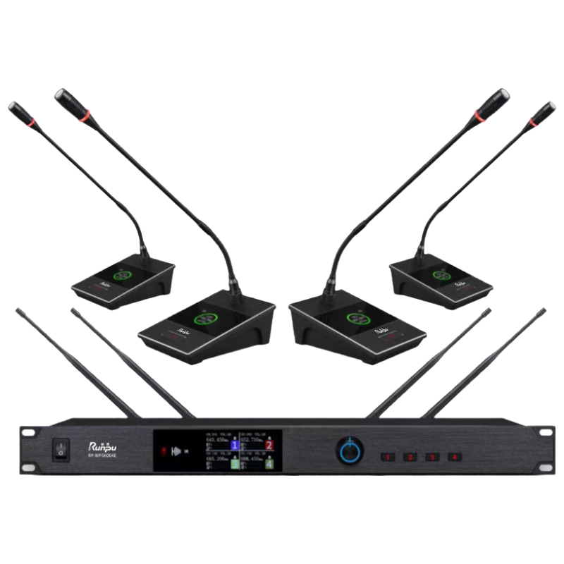 润普Runpu国产化 专业无线一拖四话筒 长杆软管麦克风RP-WFG6004E高清大图
