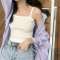 波迷娜(BOMINA)网红美背夏季心机小吊带性感百搭夏季韩版螺纹短款内搭小背心女 弹力修身显瘦针织吊带打底衫 黑色 均码