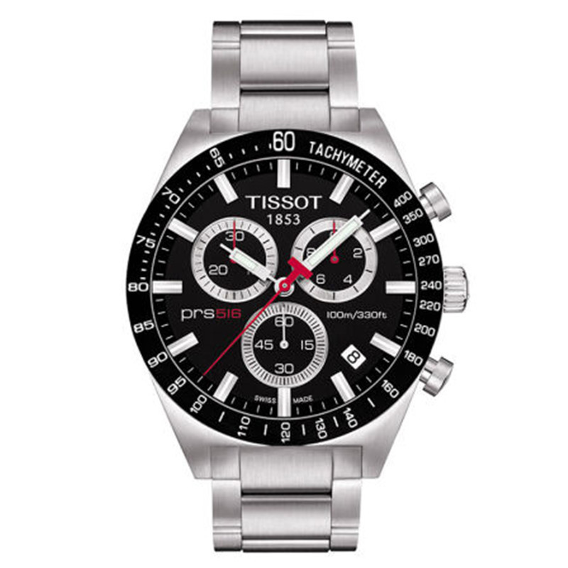 天梭(TISSOT)钢带手表 律驰516系列多功能石英表男表三眼夜光男士手表 T044.417.21.051.00