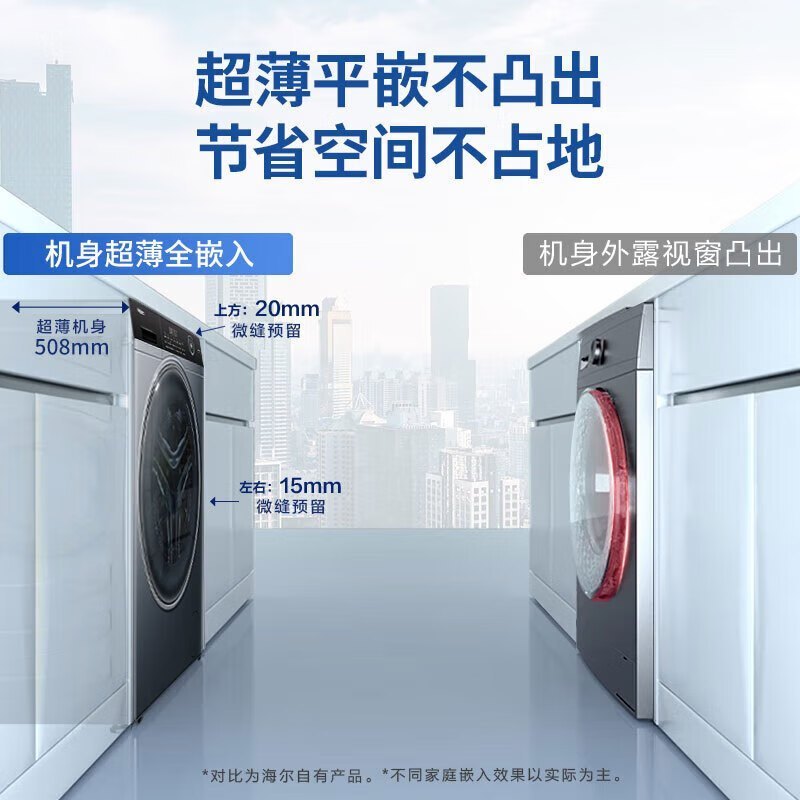 海尔(Haier)滚筒洗衣机全自动 10公斤洗脱一体机 变频超薄嵌入式 大桶径智能投放筒自洁 EG100BD309LS