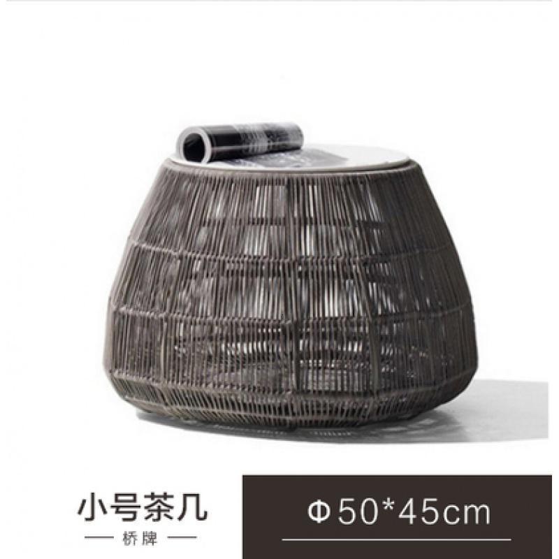 森美人户外躺床躺椅藤编室外露天游泳池创意藤椅藤沙发酒店高端躺床定制 小号茶几