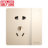 DELIXI德力西86型开关插座821纯平大板香槟金二三插五孔电脑电话电视电源家用开关插座面板 电子电工