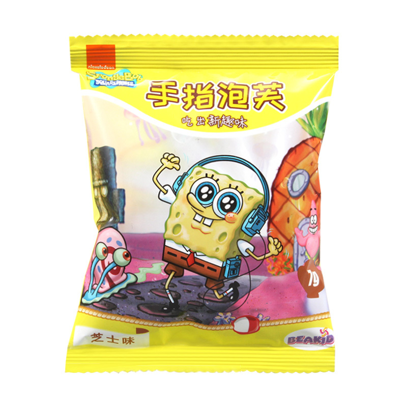 beakid 美国海绵宝宝不添加蔗糖 儿童零食手指泡芙芝士味 42g 盒装 零食点心 36个月以上