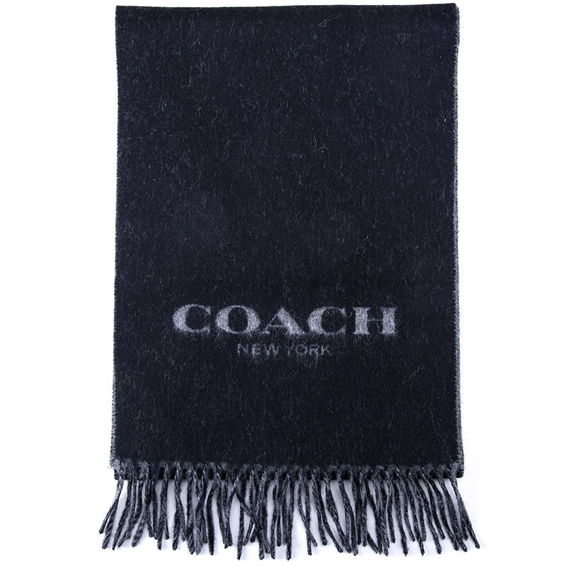COACH 蔻驰 男围巾男士黑灰色羊毛配其他材质长款围巾 F86542 BLK