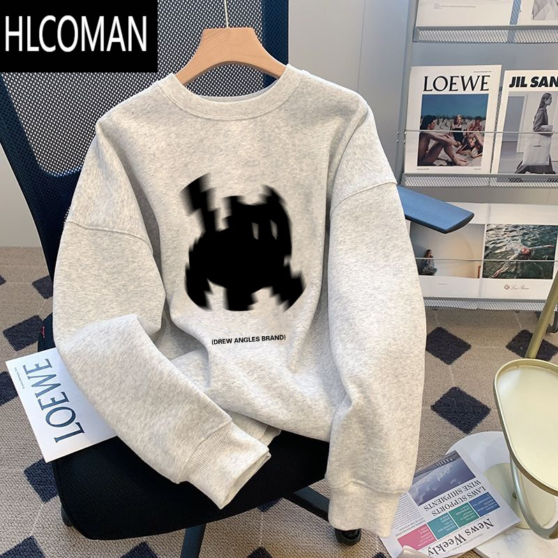 HLCOMAN长袖t恤男士新款休闲打底衫宽松韩版情侣装卫衣外套上衣服