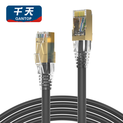 千天(QANTOP)CAT5E工程家用宽带监控电脑跳线无氧铜芯双绞五类百兆高速成品网线数据机箱布线系统非屏蔽可定制黑色