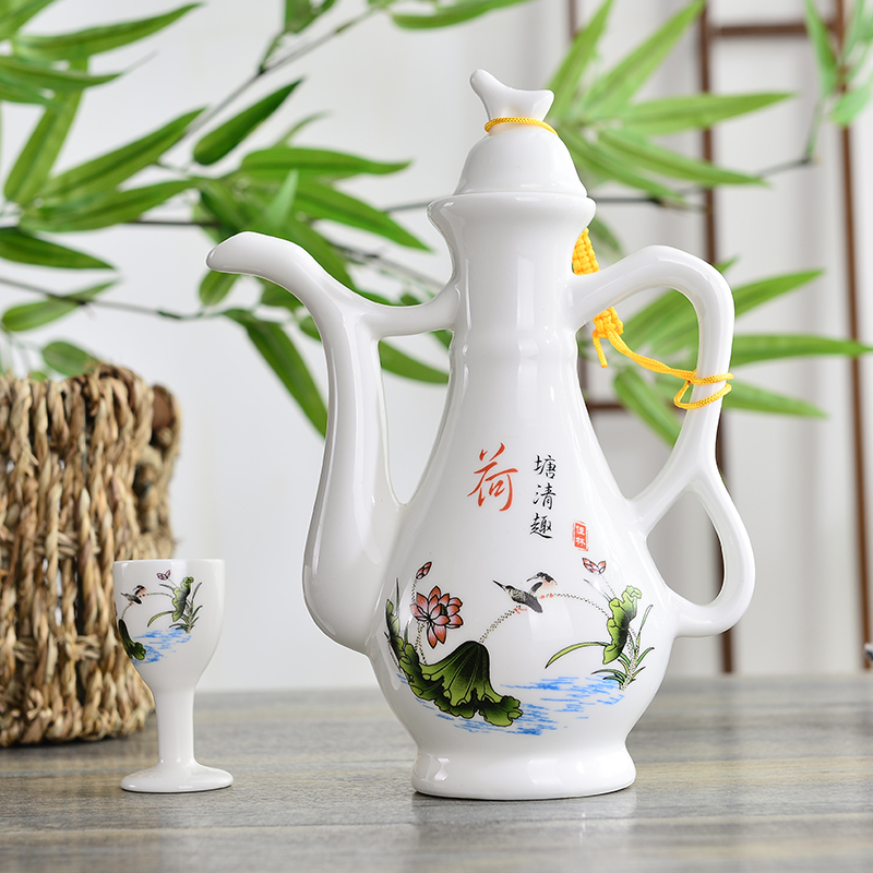 陶瓷新款酒具白酒仿古套装分酒器创意清酒壶小酒盅高脚杯(请先与客服确认再)