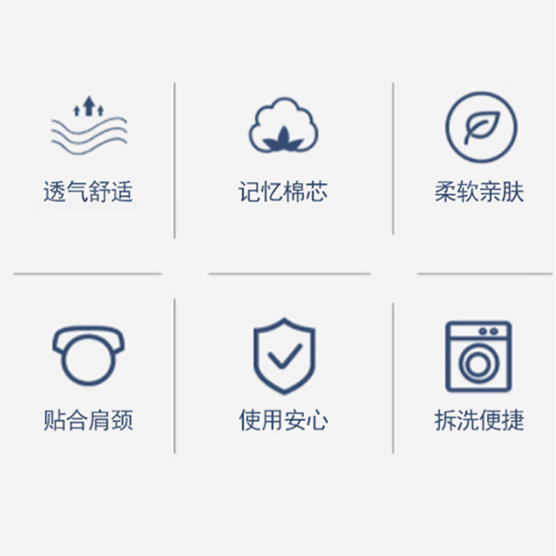 艺色 舒眠护颈记忆枕29*25*13cm 浅灰色 ES-M041高清大图