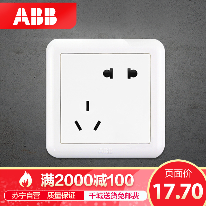 瑞士ABB 开关插座 德静二位二三极插座 10AAJ205