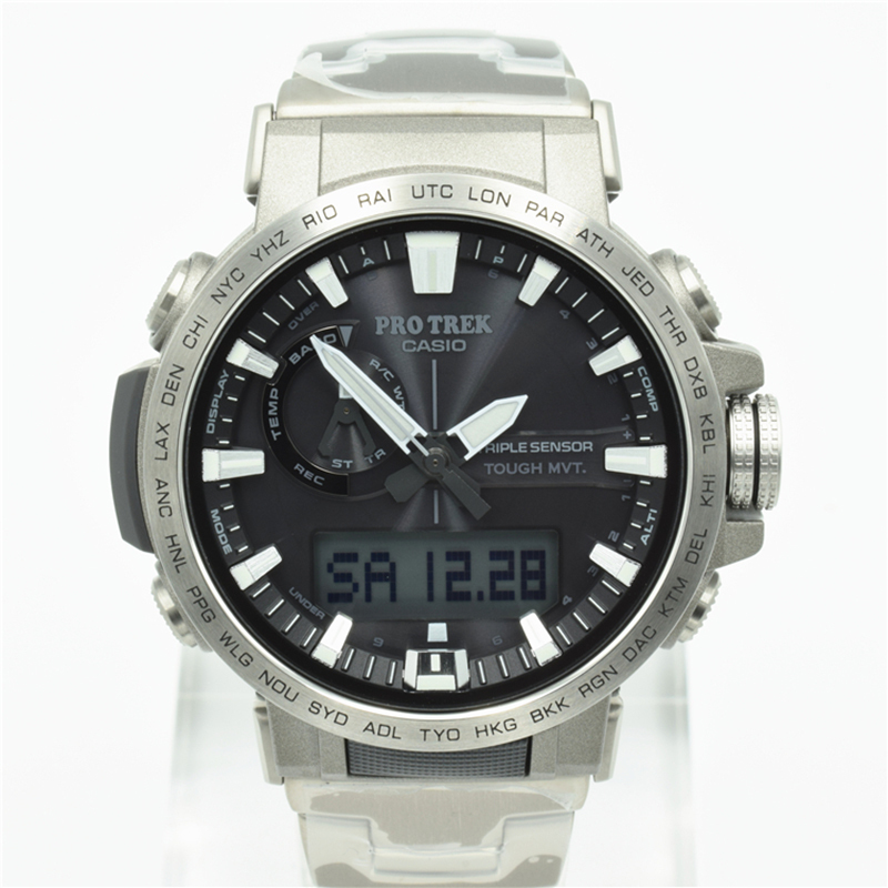 prw60t50t7a卡西欧太阳能电波登山钛合金表盘双显手表