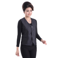迪鲁奥（DILUAO)同款【品质女装】春秋女中老年马甲布背心奶奶大码马夹修身内外穿妈妈无袖薄款坎肩_509 深灰色 4XL