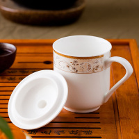 乐享 陶瓷茶具套装12只装办公会议泡茶杯水杯子套装马克杯珠联璧合