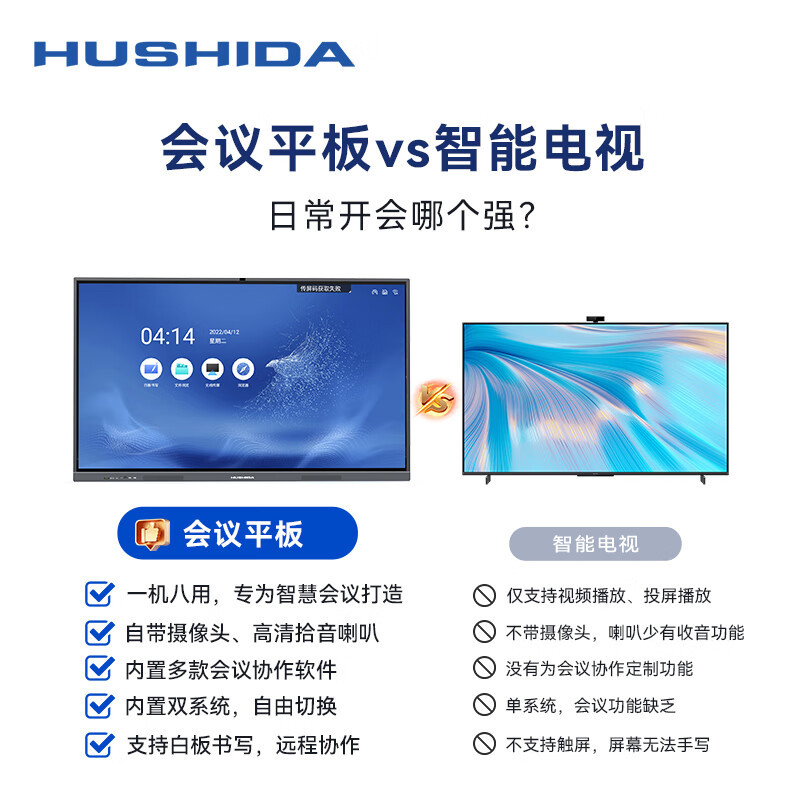 互视达/HUSHIDA XSKB-86 红外式 壁挂式+支架式 单面 86英寸一体机高清大图