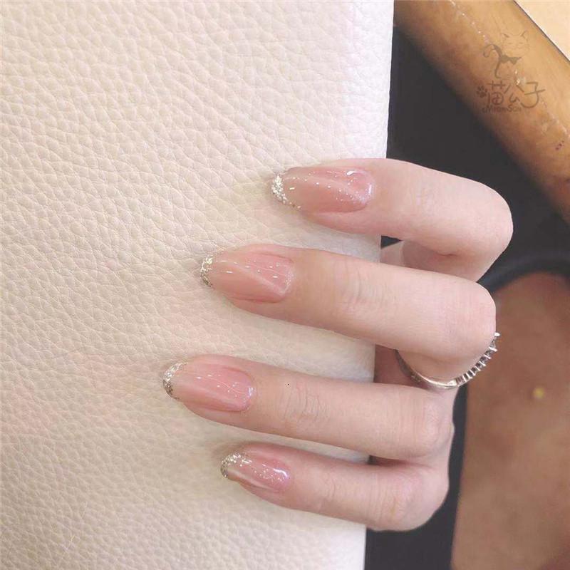 假指甲贴片手工光疗甲片清透裸粉猫眼洛滑新娘甲孕妇甲片美甲定制图二