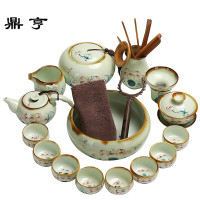 鼎亨景德镇手绘功夫茶具套装简约家用纯手工青花瓷荷花陶瓷茶壶茶