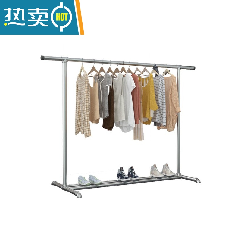 敬平钢管晾衣架落地简易家用阳台卧室挂衣架不锈钢镀锌凉挂晒被凉衣杆 单杆加厚长1.8米高1.5米 中高清大图